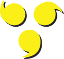 Triple commas logo yellow with black shadow